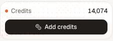 The Credits balance and Add credits button in the Sellify sidebar.